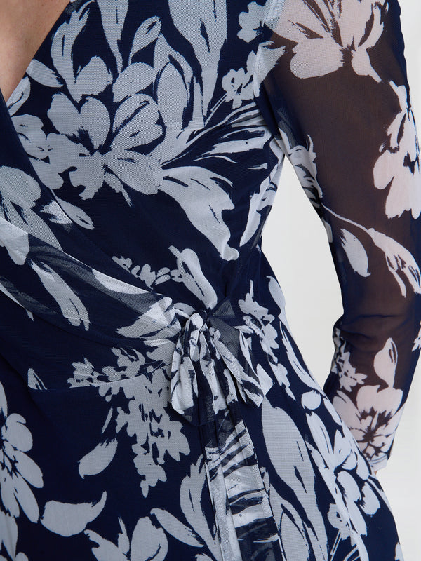 Jan Floral Chiffon Wrap Midi Dress