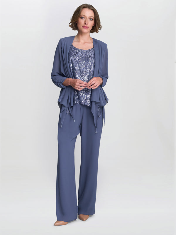 Kay Three Piece Trouser Suit With Sequin Top