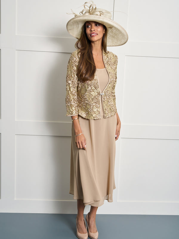 Adele Soutache Lace Jacket With Chiffon Dress