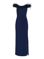 Krissy Feather Top Off Shoulder Maxi Dress