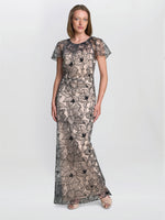 Marie-Claire Floral Embroidered Mesh Maxi Dress