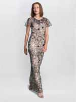 Marie-Claire Floral Embroidered Mesh Maxi Dress