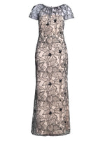 Marie-Claire Floral Embroidered Mesh Maxi Dress
