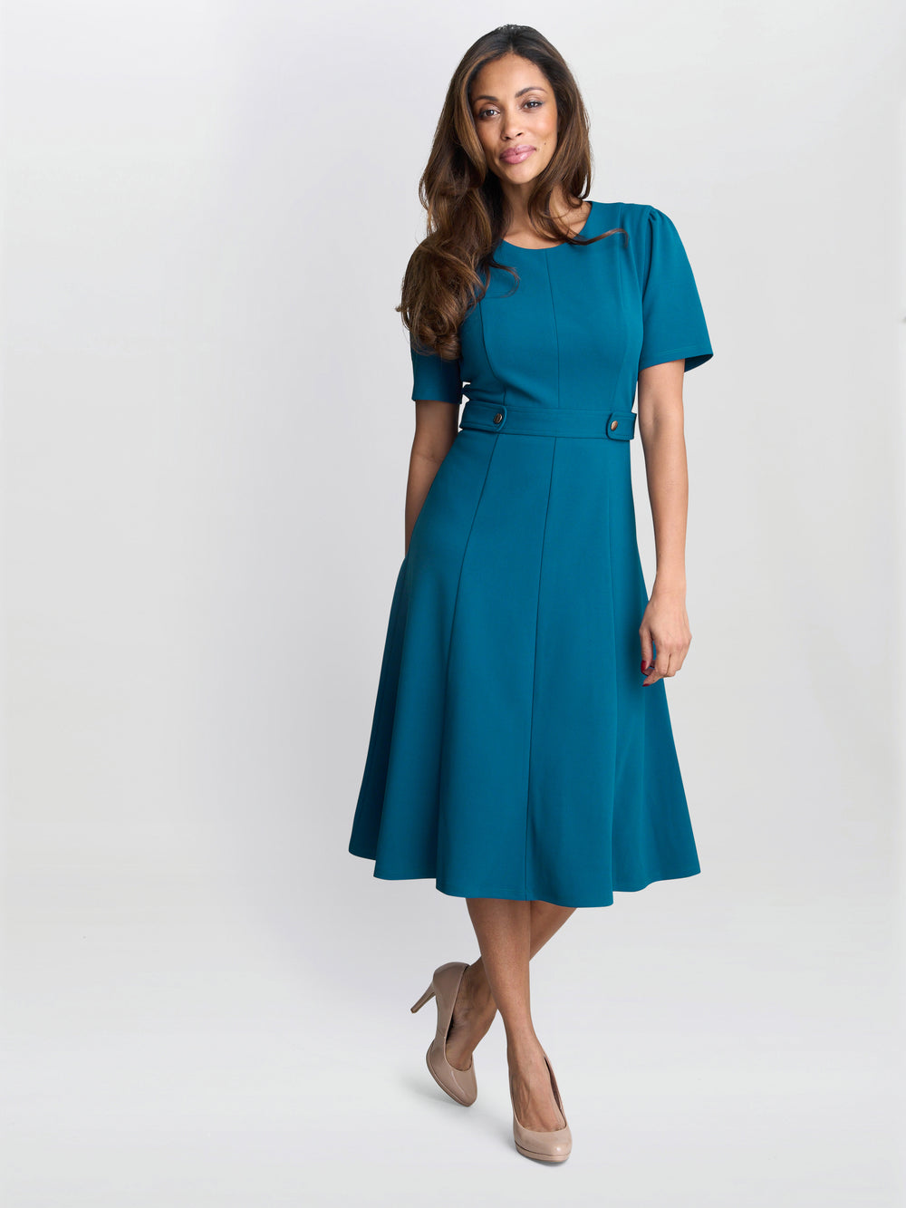 Mel Fit And Flare Midi Dress – Gina Bacconi Mel Fit And Flare Midi Dress – Gina Bacconi