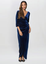 Paris Velvet Maxi Dress With 3/4 Sleeve