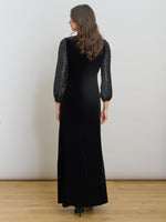 Pauline Velvet Maxi Dress With Sequin Sleeves