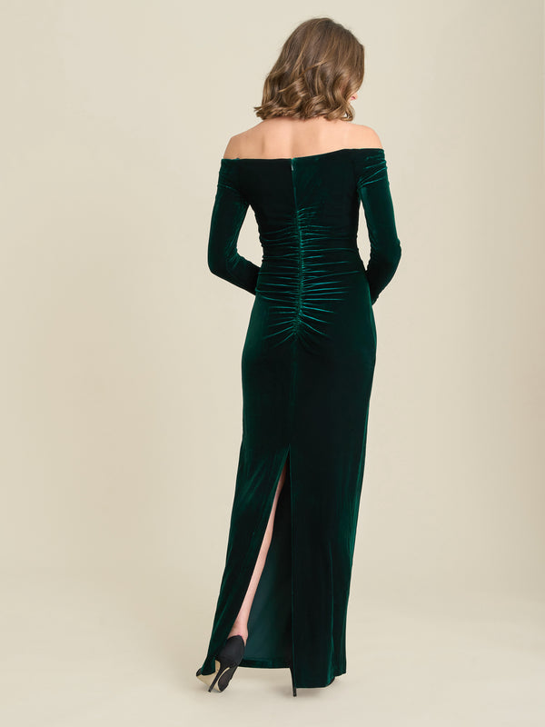 Sarah-Jane Velvet Off The Shoulder Maxi Dress
