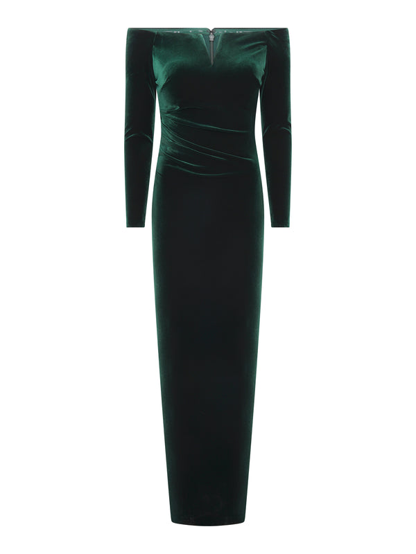 Sarah-Jane Velvet Off The Shoulder Maxi Dress
