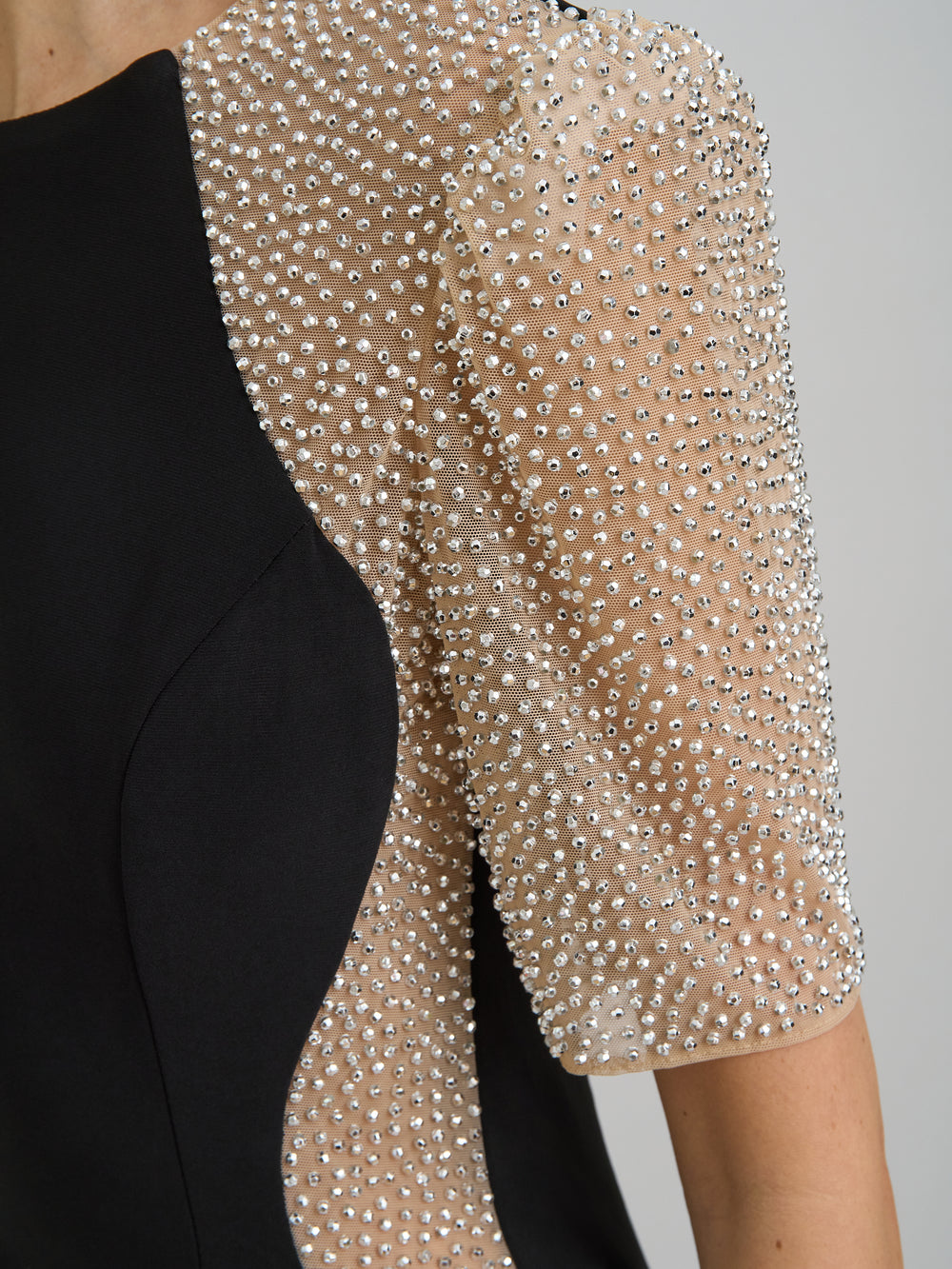 Shelly Jersey Mesh Beaded Dress