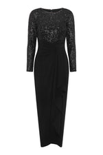 Steffi Sequin Ruched Draped Maxi Dress