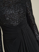 Steffi Sequin Ruched Draped Maxi Dress