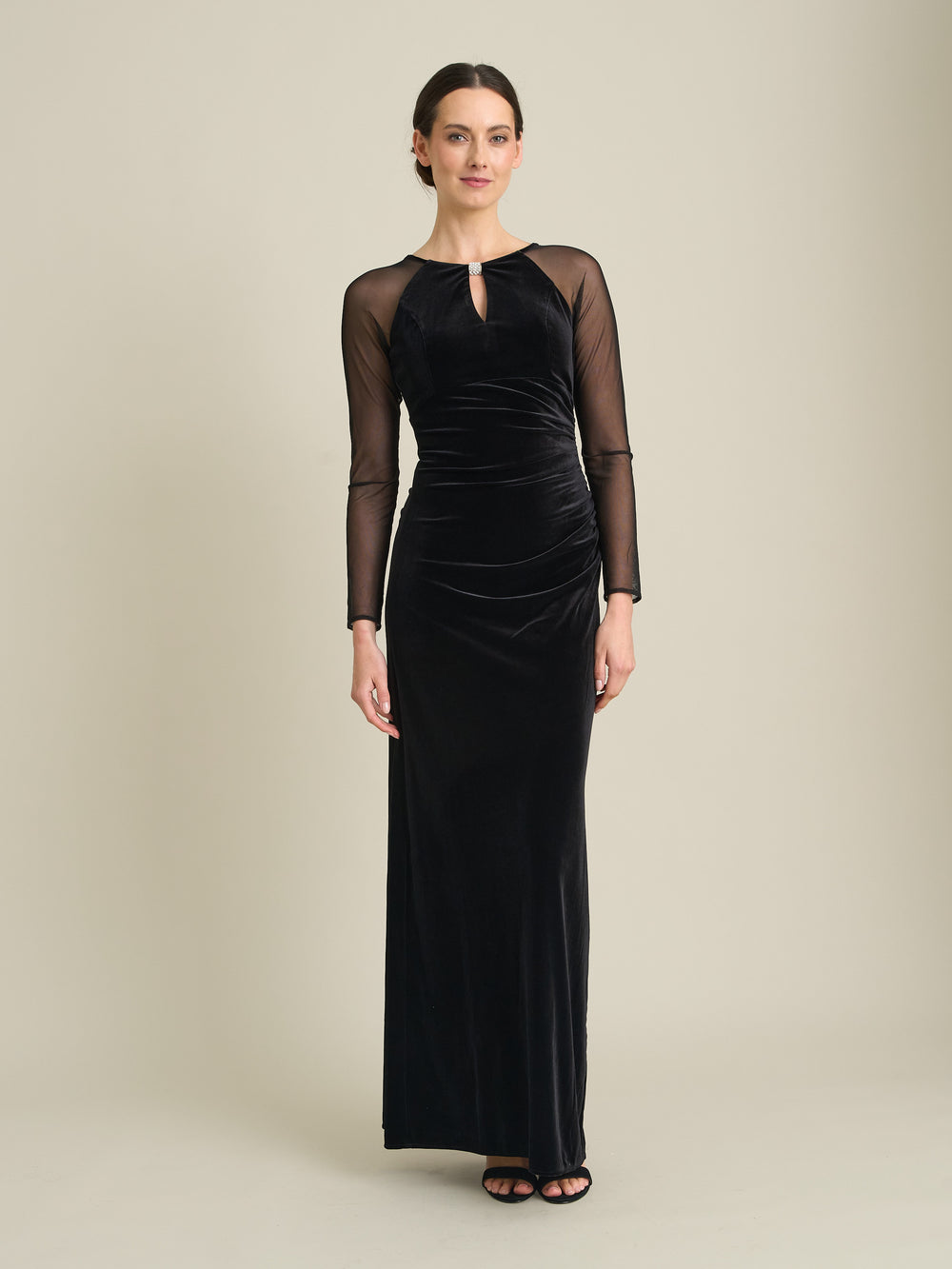 Sheridan Velvet Maxi Dress With Sheer Sleeves