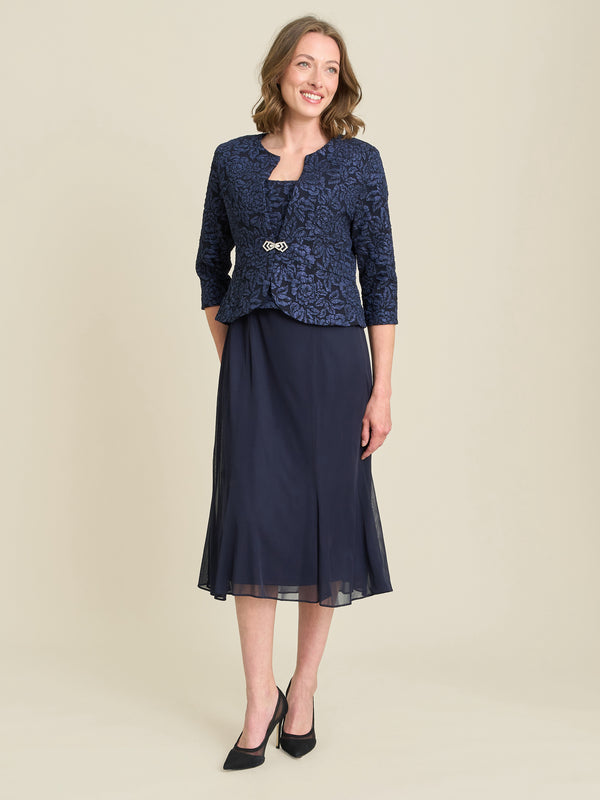 Sheryl Textured Jacket And Chiffon Dress