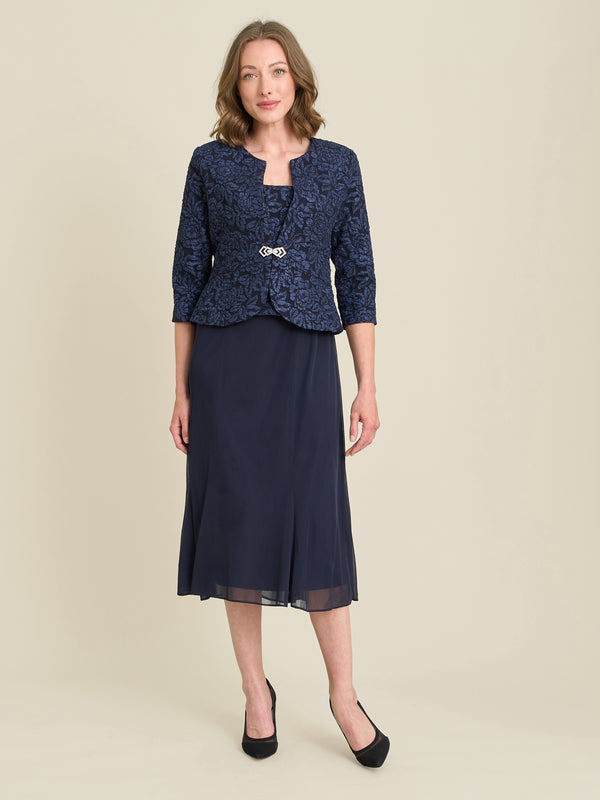 Sheryl Textured Jacket And Chiffon Dress