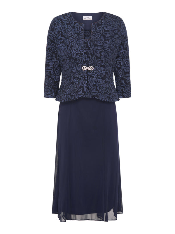 Sheryl Textured Jacket And Chiffon Dress