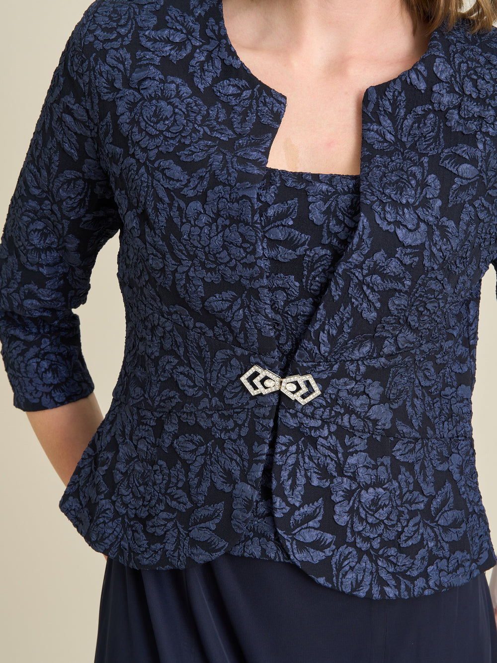 Sheryl Textured Jacket And Chiffon Dress