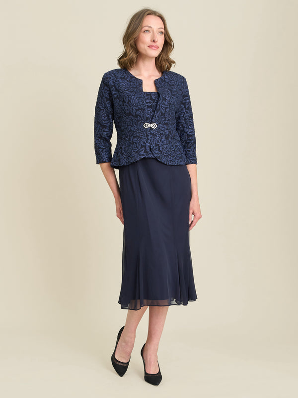 Sheryl Textured Jacket And Chiffon Dress