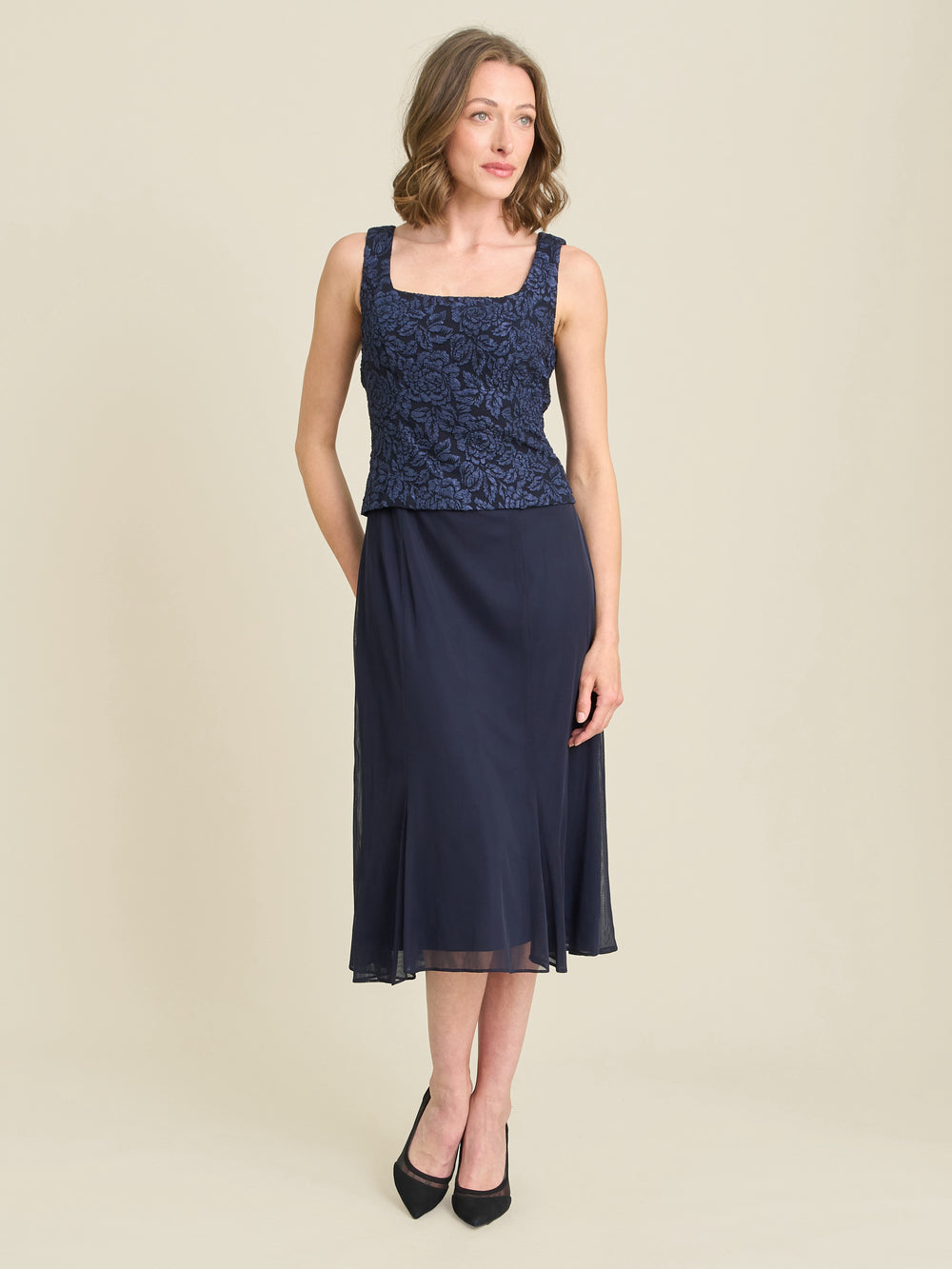 Sheryl Textured Jacket And Chiffon Dress
