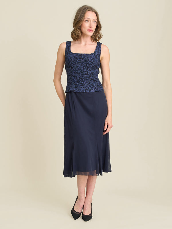 Sheryl Textured Jacket And Chiffon Dress