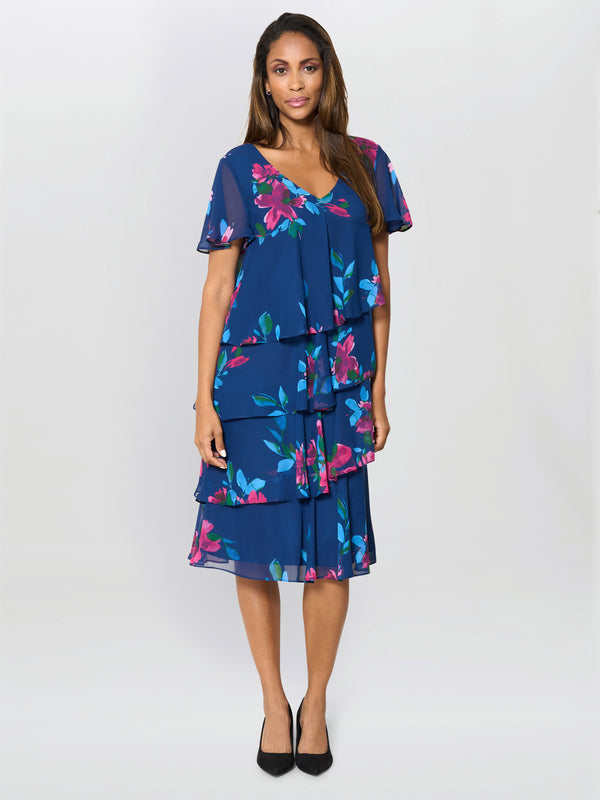 Talie Tiered Floral Chiffon Dress