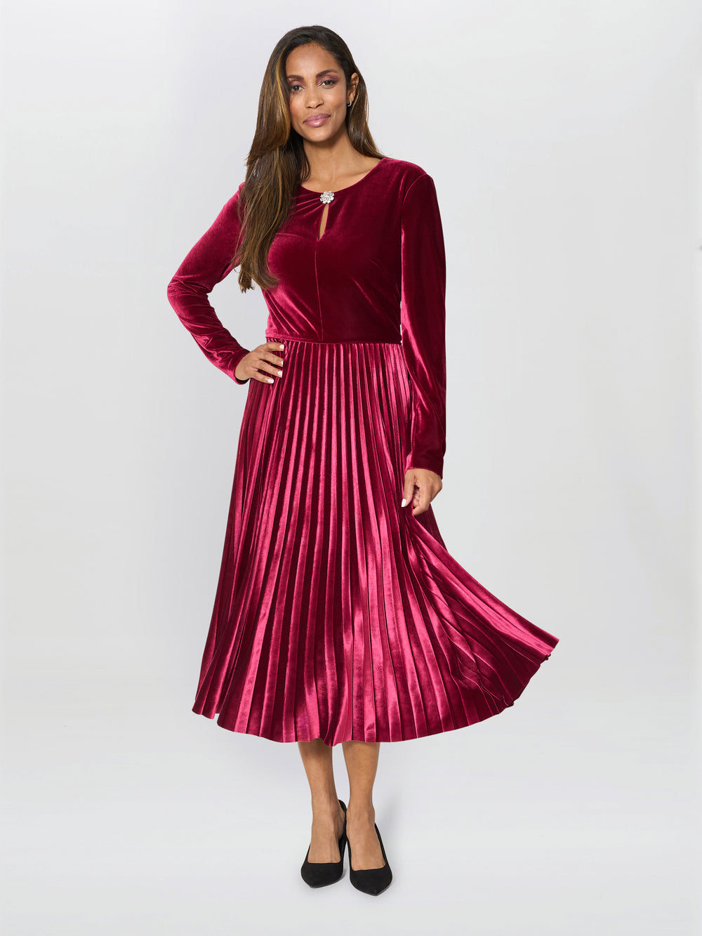velvet ladies dresses Unique Vintage Emerald Textured Velvet Delores Swing Dress