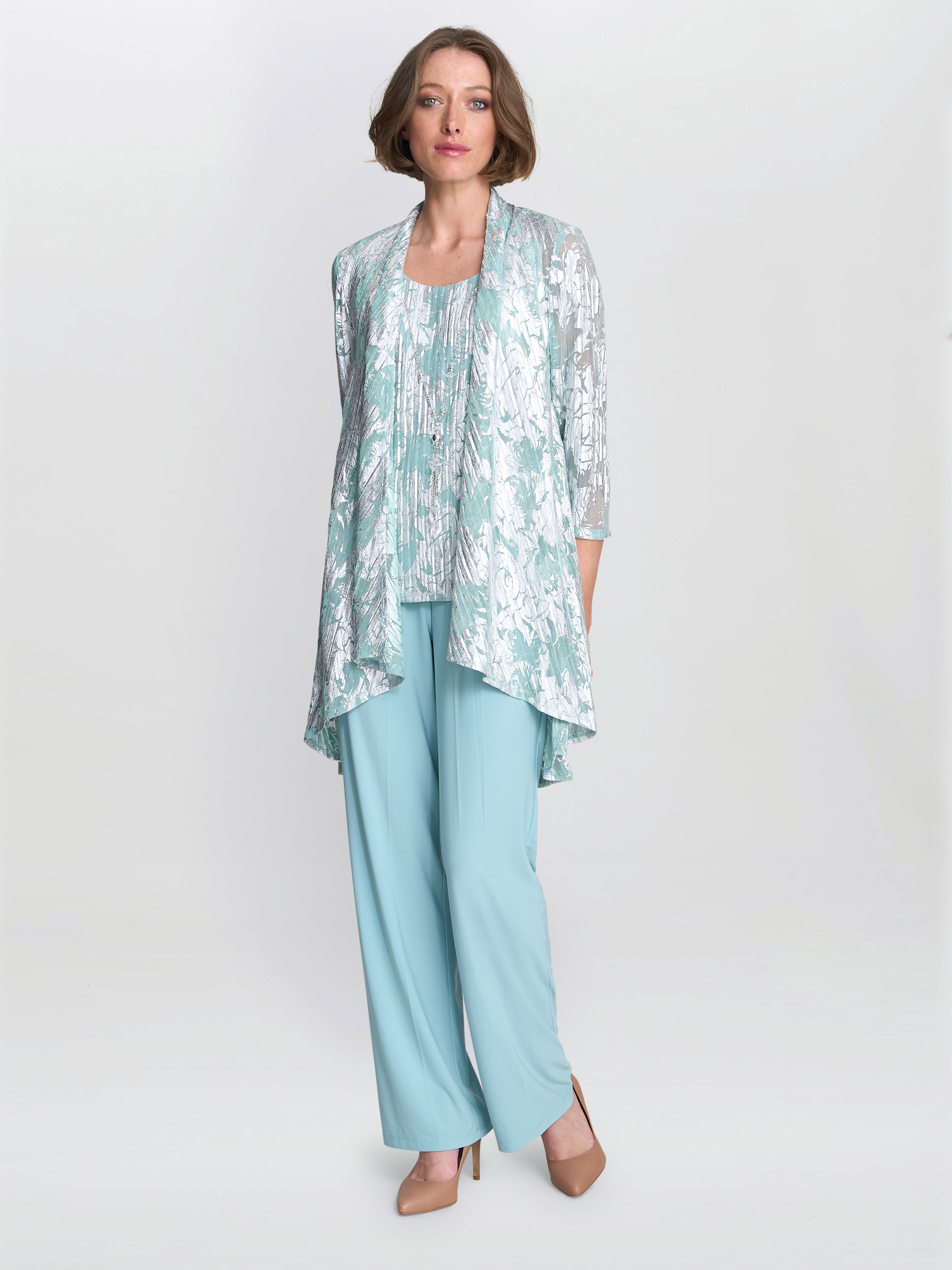Mabel Three Piece Jacquard Trouser Suit – Gina Bacconi