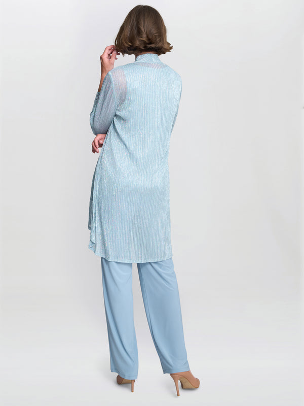 Tina Three Piece Metallic Crinkle Trouser Suit