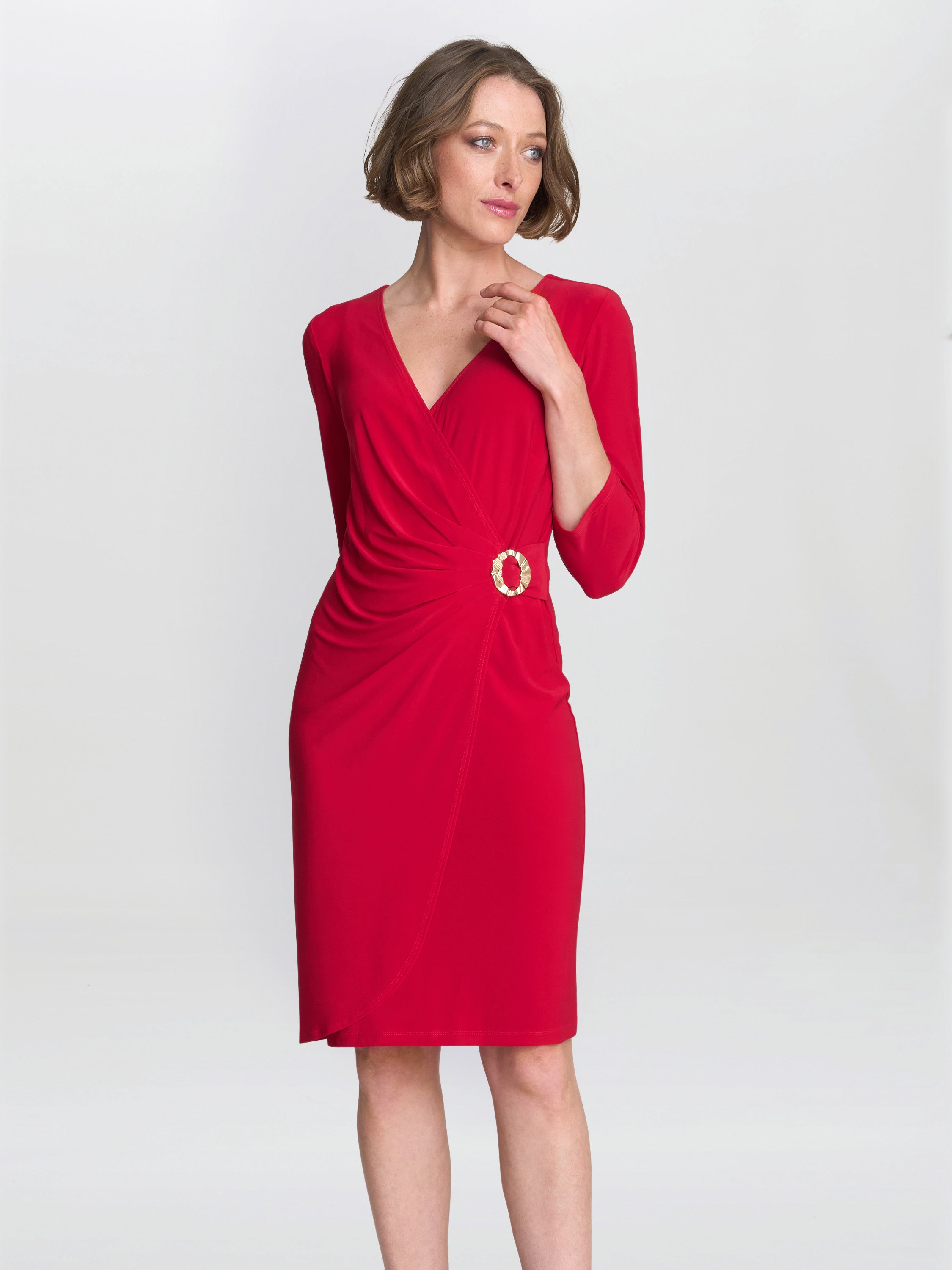 Tilda Jersey Dress With Embellished Buckle – Gina Bacconi