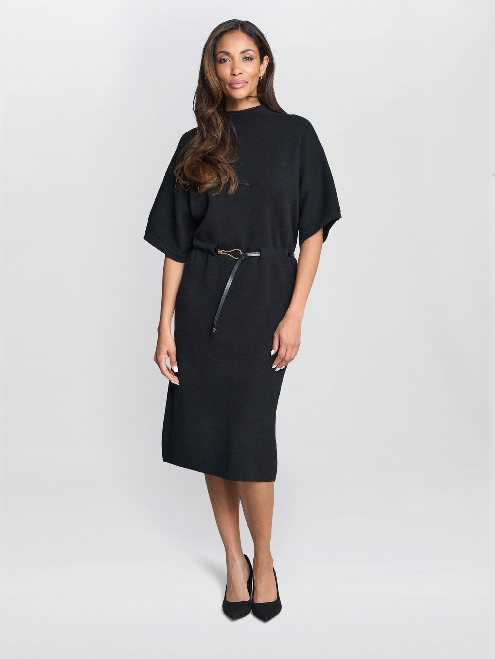 Alaura Belted Knit Midi Dress Gina Bacconi Alaura Belted Knit Midi Dress Gina Bacconi