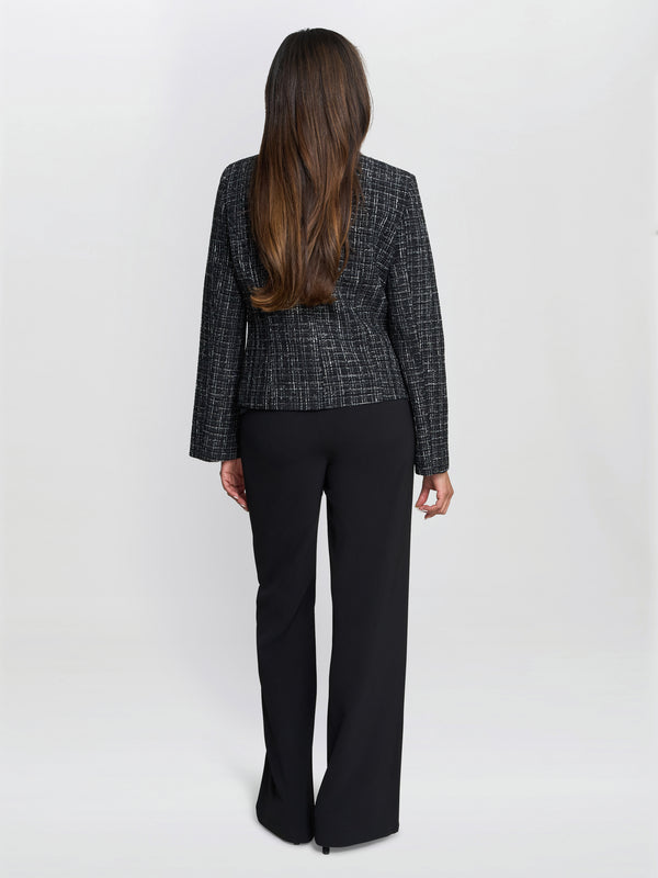 Alisson Tweed Knit Button Front Jacket