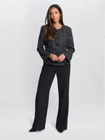 Alisson Tweed Knit Button Front Jacket