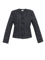 Alisson Tweed Knit Button Front Jacket