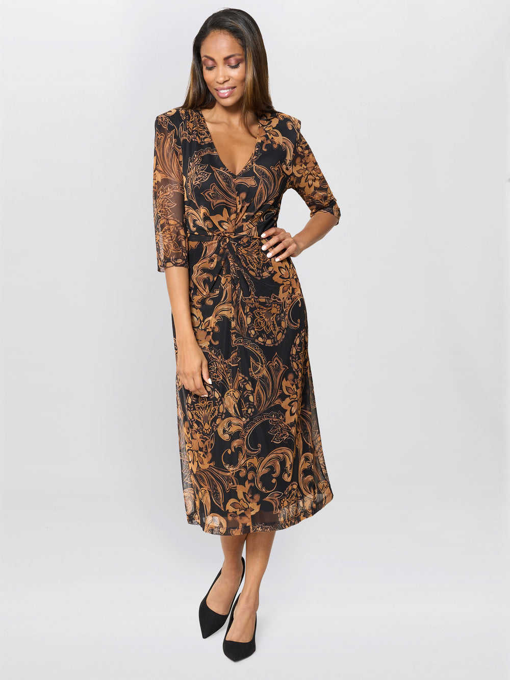 Yvette Burnt Bronze Midi Dress