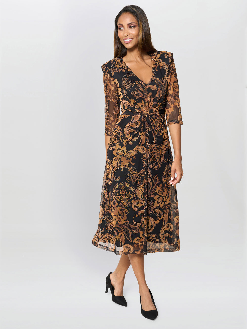 Yvette Burnt Bronze Midi Dress