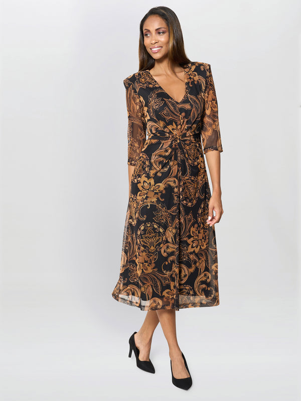 Yvette Burnt Bronze Midi Dress