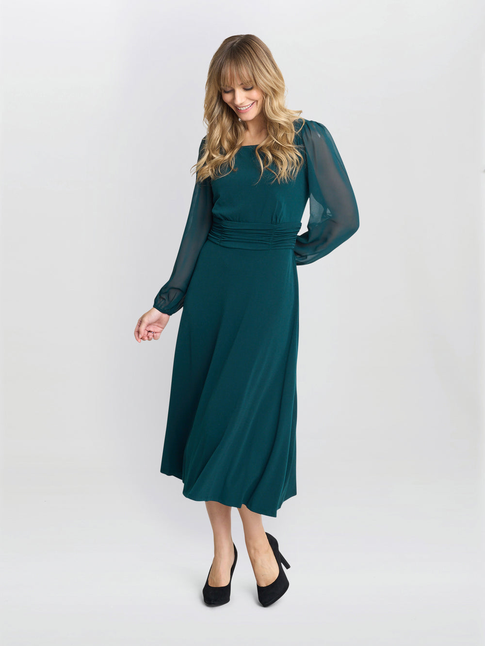 Piper Jersey And Chiffon Midi Dress