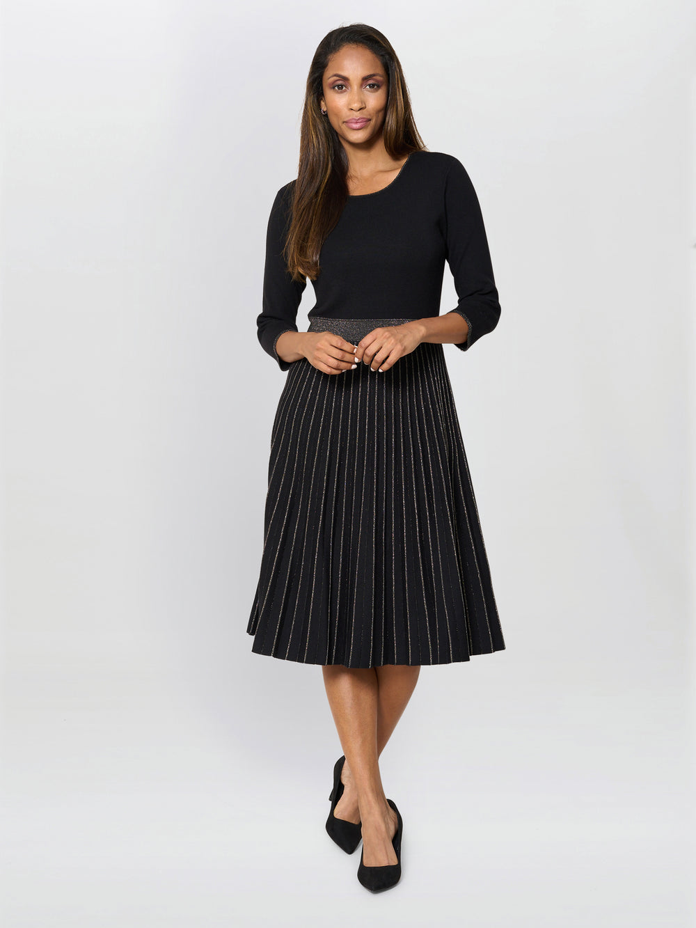 Apple Pleated Midi Dress