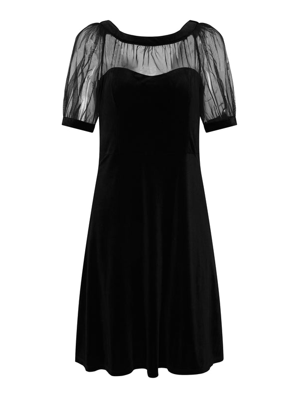 Capri Velvet Dress With Sheer Shoulders