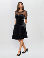 Capri Velvet Dress With Sheer Shoulders