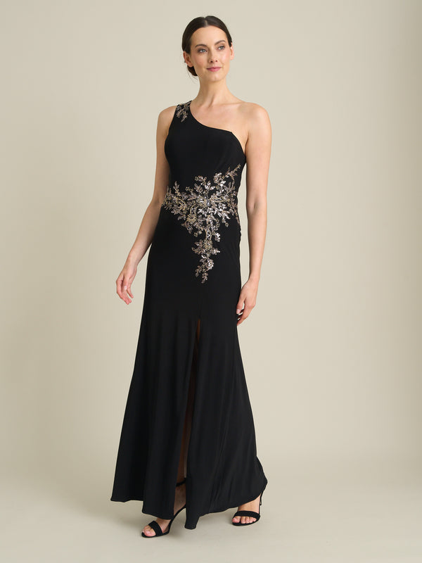 Celina One Shoulder Dress With Beading