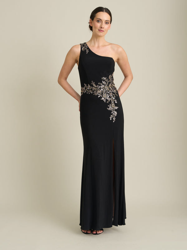 Celina One Shoulder Dress With Beading