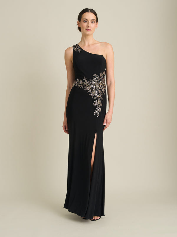 Celina One Shoulder Dress With Beading