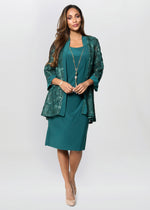 Charlee Embroidered Lace Dress And Jacket With Detachable Necklace