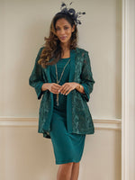 Charlee Embroidered Lace Dress And Jacket With Detachable Necklace