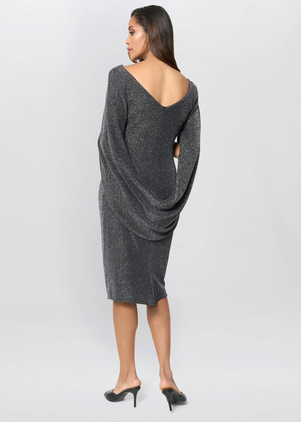Heena Metallic Drape Back Dress