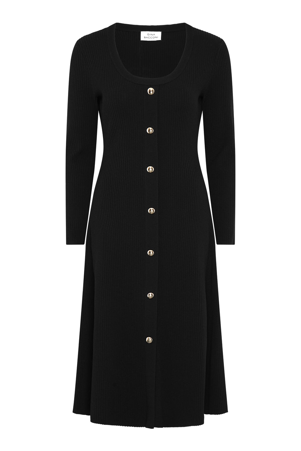 Cher Button Front Knit Midi Dress