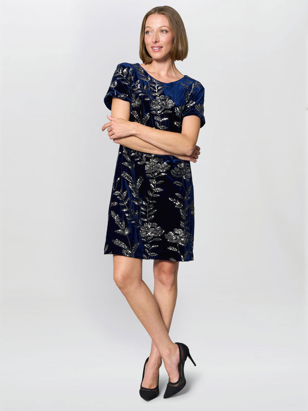 Cleopatra Embroidered Velvet Dress