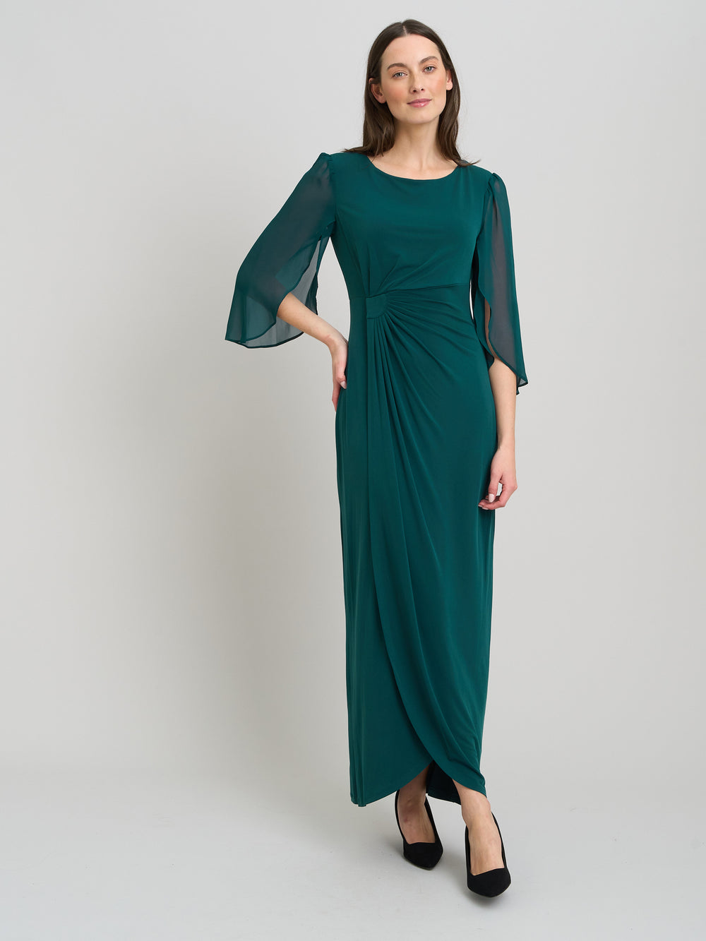 Iulia Maxi Wrap Dress With Chiffon Sleeve