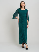 Iulia Maxi Wrap Dress With Chiffon Sleeve