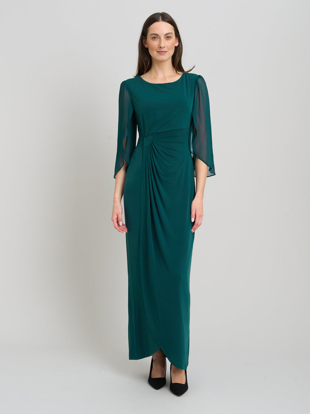 Iulia Maxi Wrap Dress With Chiffon Sleeve